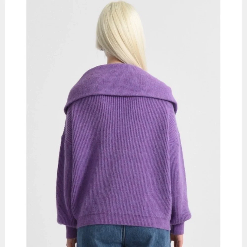 Lili Sidonio Zip Turtleneck Knit Purple Sweater Women’s Small - Picture 4 of 12